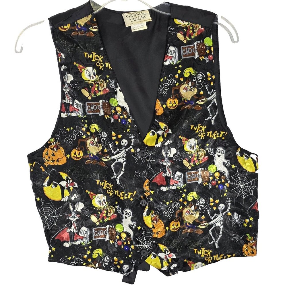 Vintage Looney Tunes Vest Women's Small Halloween Cartoon Tweety Bugs Taz 90s